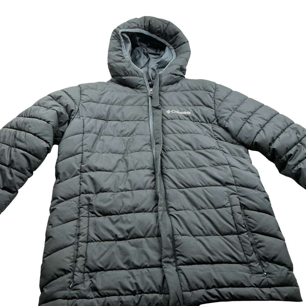Columbia Puffer Jacket Hooded Quilted Insulated Black Youth Large 14/16 Outdoor